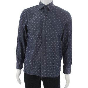 Brooks Brothers Mens Blue Long Sleeve Button Up Graphic Shirt Size S